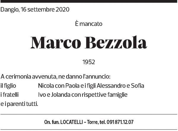 Annuncio funebre Marco Bezzola