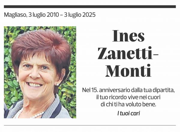 Annuncio funebre Ines Zanetti-monti