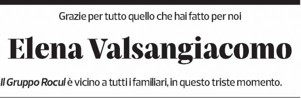 Annuncio funebre Elena Valsangiacomo