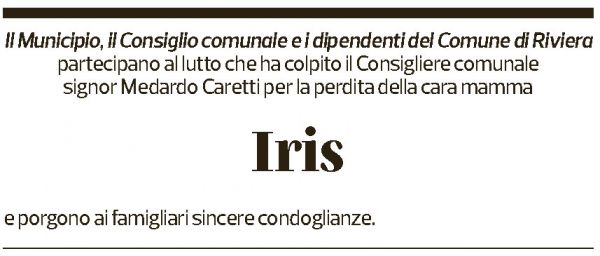 Annuncio funebre Iris -
