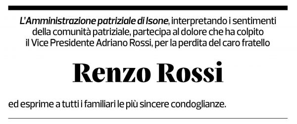 Annuncio funebre Renzo Rossi