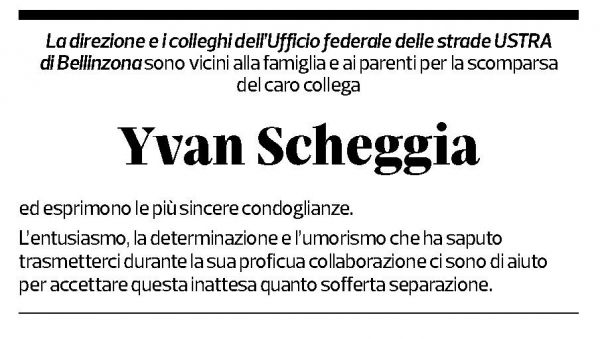 Annuncio funebre Yvan Scheggia