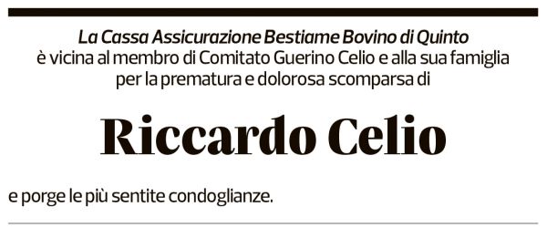 Annuncio funebre Riccardo Celio
