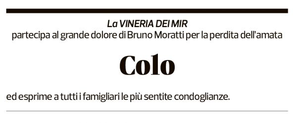 Annuncio funebre Colombina Moratti