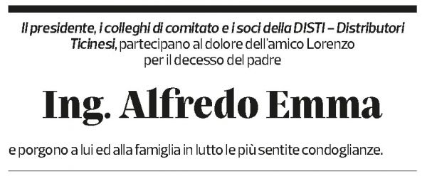 Annuncio funebre Alfredo Emma