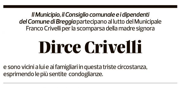 Annuncio funebre Dirce Crivelli