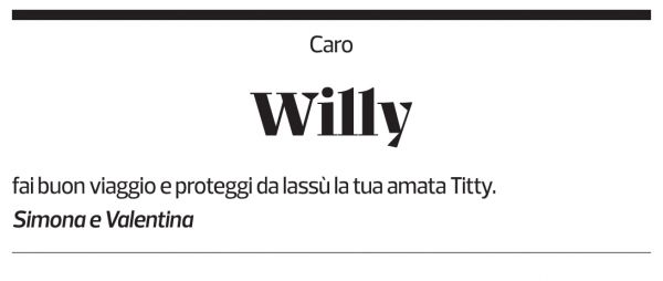 Annuncio funebre Willy Galli