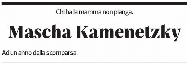 Annuncio funebre Mascha Kamenetzky