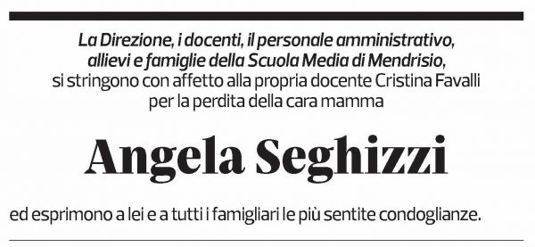 Annuncio funebre Angela Seghizzi