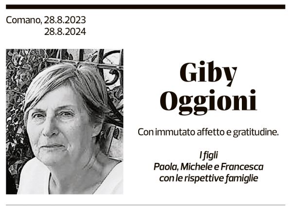 Annuncio funebre Giby Oggioni