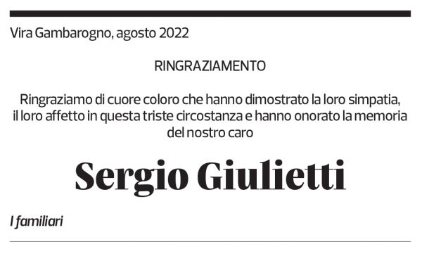 Annuncio funebre Sergio Giulietti