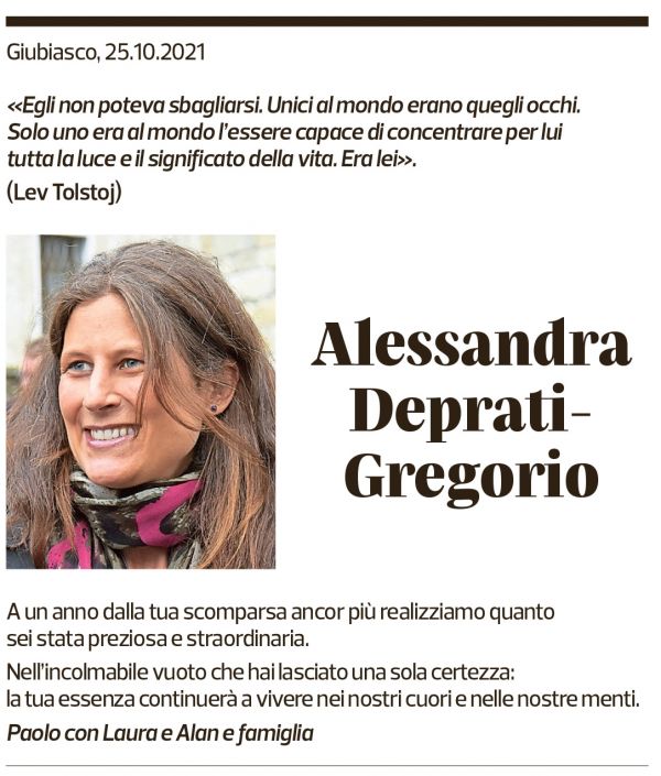 Annuncio funebre Alessandra Deprati-gregorio