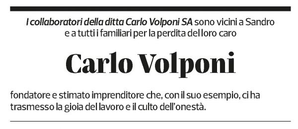 Annuncio funebre Carlo Volponi