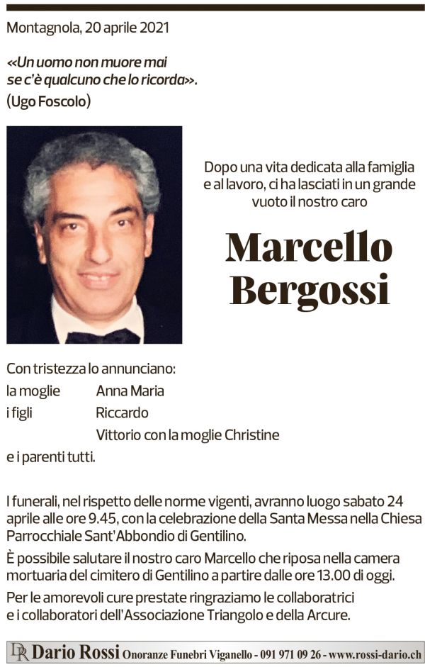 Annuncio funebre Marcello Bergossi