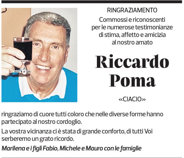 Annuncio funebre Riccardo Poma