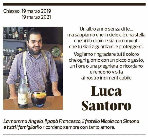 Annuncio funebre Luca Santoro