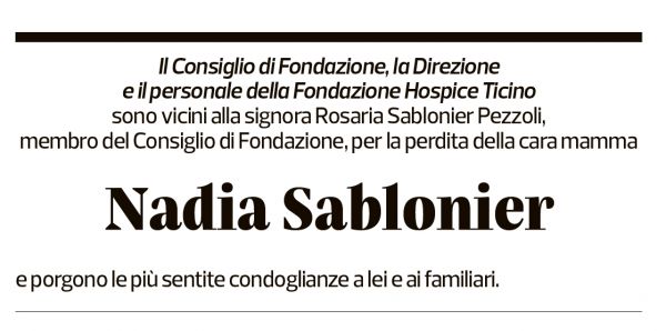 Annuncio funebre Nadia Sablonier