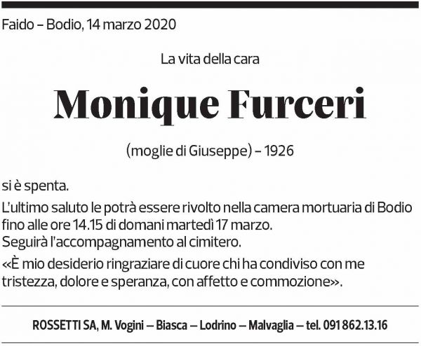 Annuncio funebre Monique Furceri