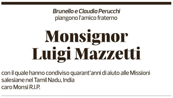 Annuncio funebre Luigi Mazzetti