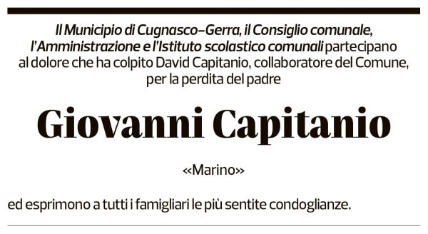 Annuncio funebre Giovanni Capitanio