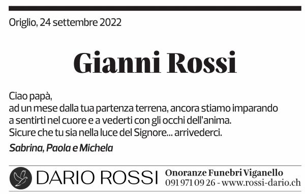 Annuncio funebre Gianni Rossi