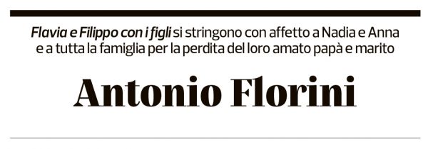 Annuncio funebre Antonio Florini