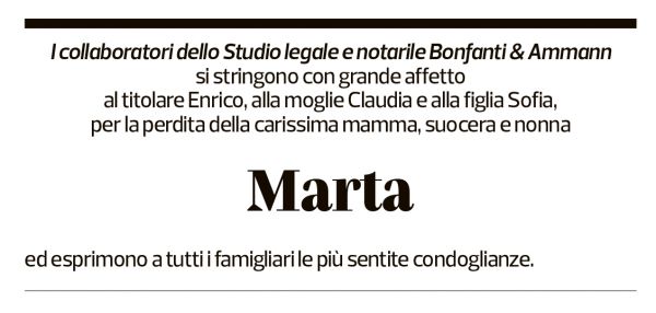 Annuncio funebre Marta Bonfanti