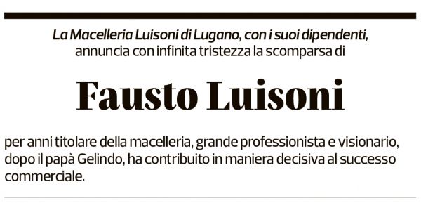 Annuncio funebre Fausto Luisoni