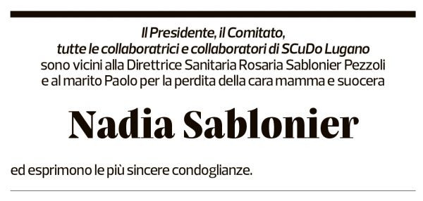 Annuncio funebre Nadia Sablonier