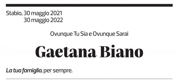 Annuncio funebre Gaetana Biano