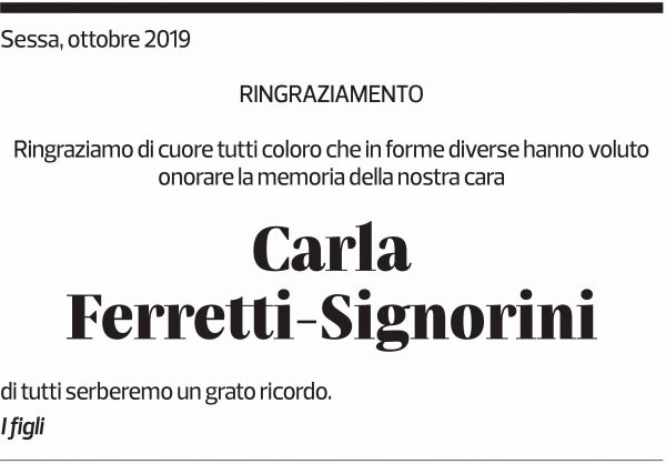 Annuncio funebre Carla Ferretti-signorini