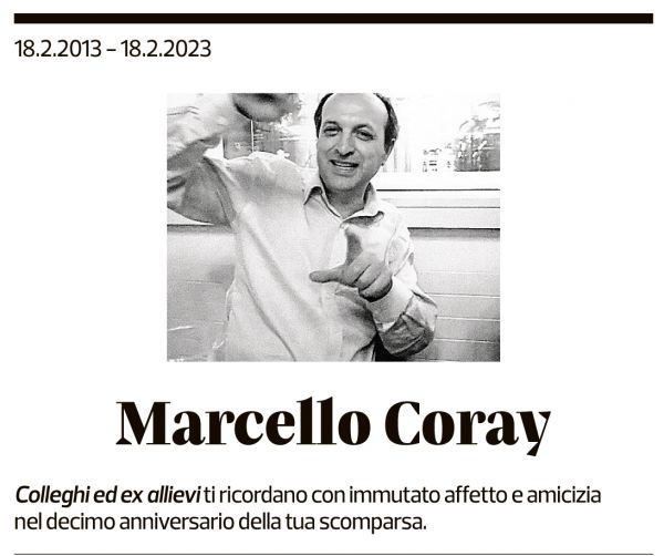 Annuncio funebre Marcello Coray