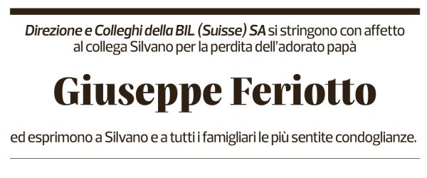 Annuncio funebre Giuseppe Feriotto