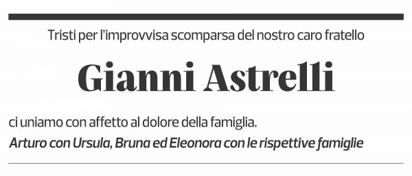 Annuncio funebre Gianni Astrelli
