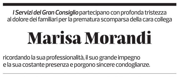 Annuncio funebre Marisa Morandi