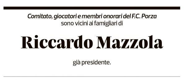 Annuncio funebre Riccardo Mazzola