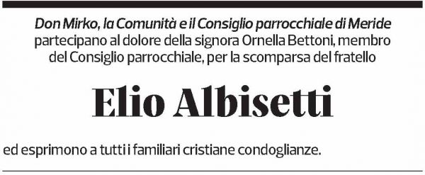 Annuncio funebre Elio Albisetti