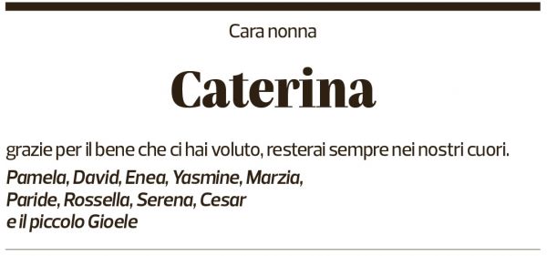 Annuncio funebre Caterina Tonini