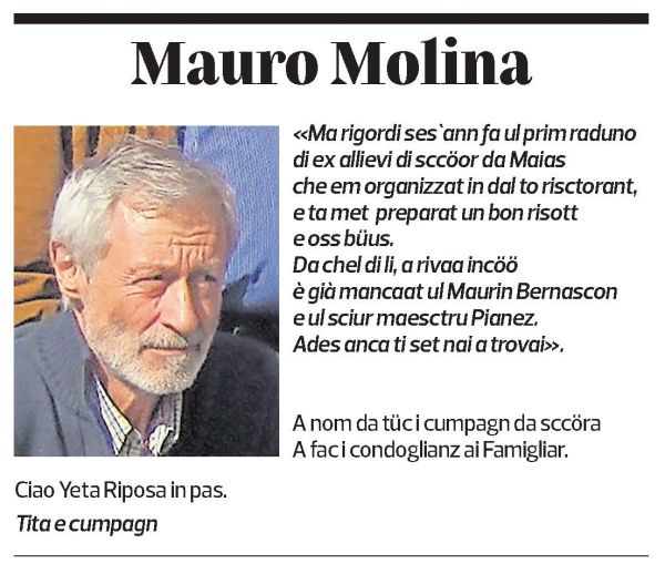Annuncio funebre Mauro Molina