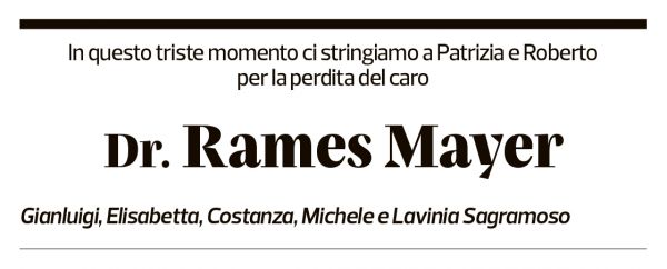 Annuncio funebre Rames Mayer