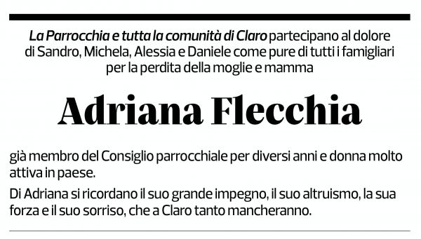 Annuncio funebre Adriana Flecchia