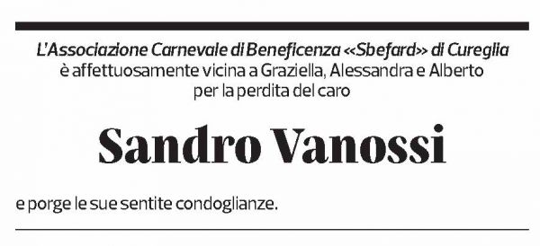 Annuncio funebre Sandro Vanossi
