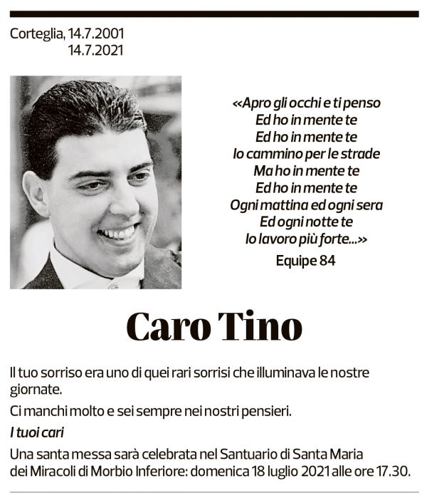 Annuncio funebre Tino -