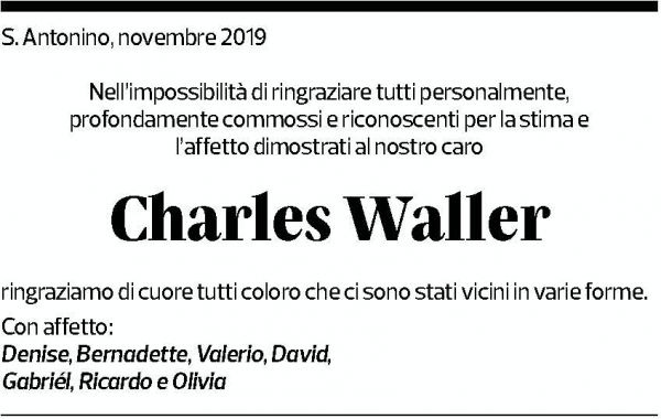 Annuncio funebre Charles Waller