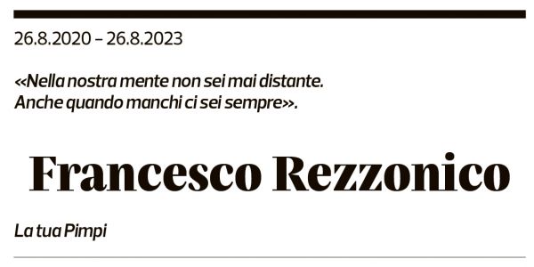 Annuncio funebre Francesco Rezzonico