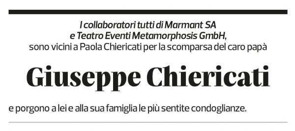 Annuncio funebre Giuseppe Chiericati