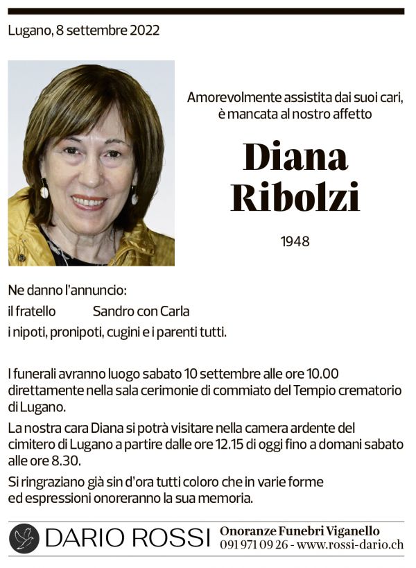 Annuncio funebre Diana Ribolzi