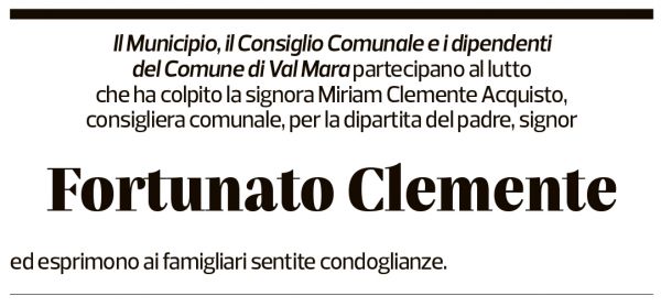 Annuncio funebre Fortunato Clemente