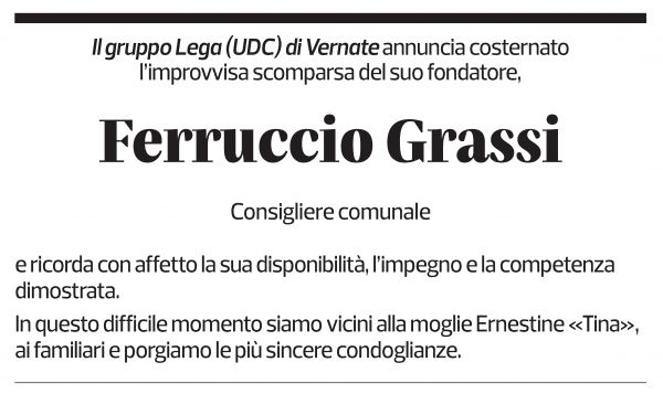 Annuncio funebre Ferruccio Grassi