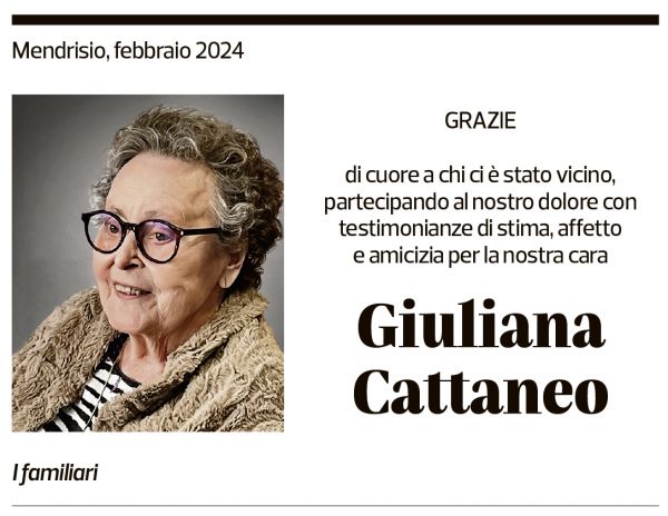 Annuncio funebre Giuliana Cattaneo